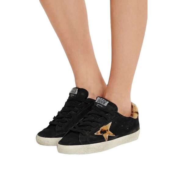 Golden Goose DB Womens Black Suede Calf Hair Super Star Sneakers Size 7